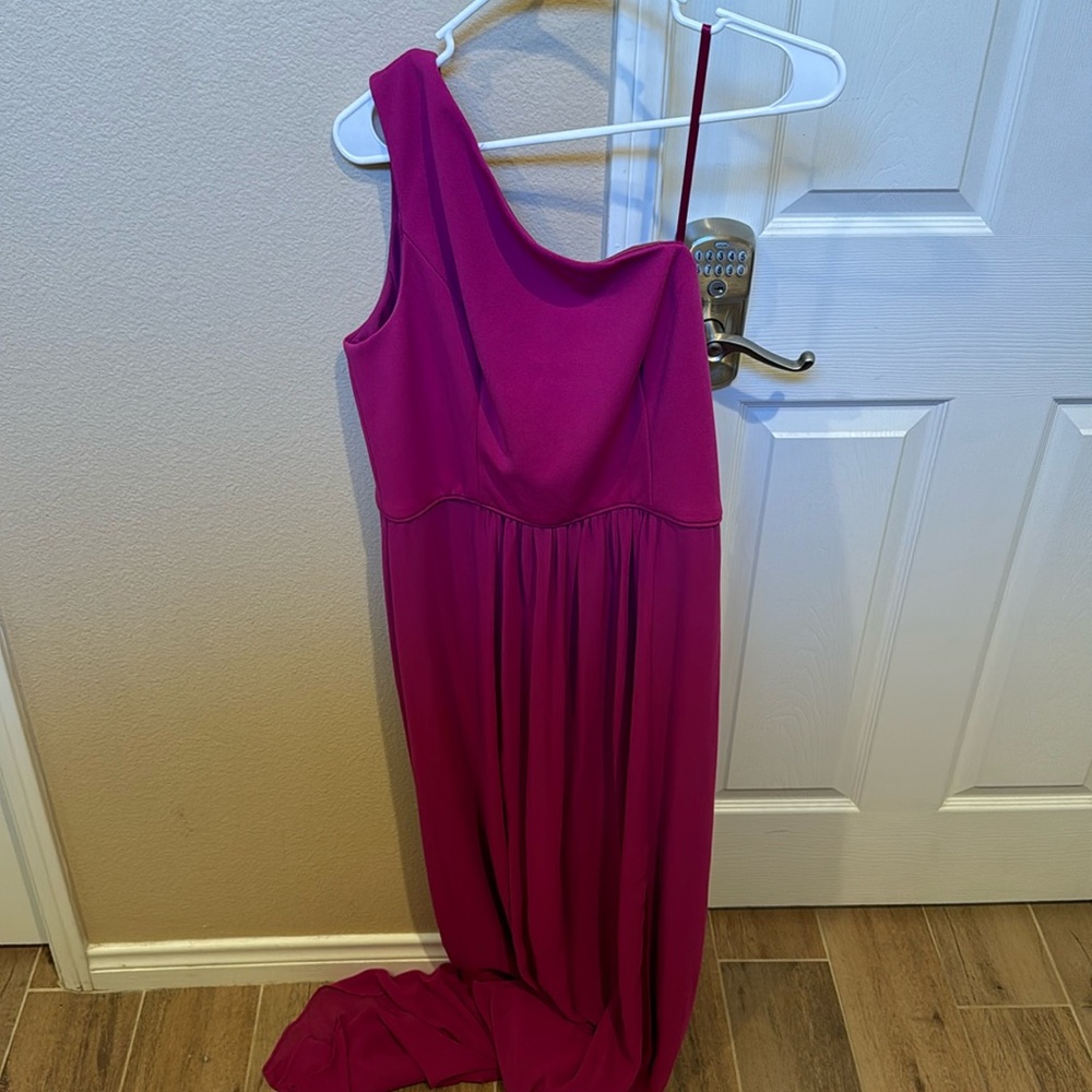 Adrianna Papell Magenta One Shoulder Dress